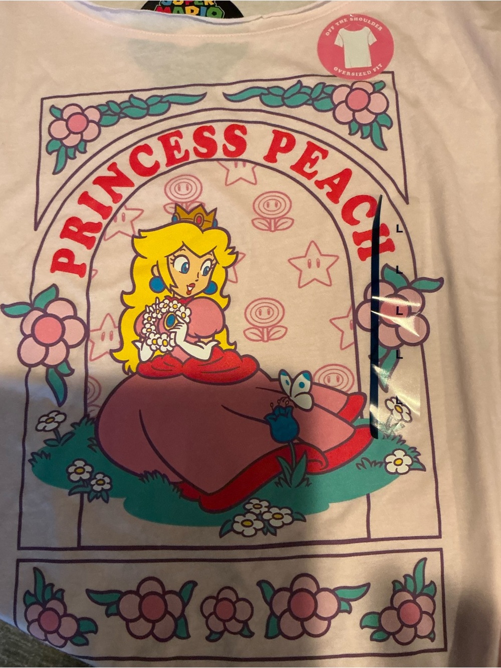 Nintendo Princess Peach Pink Graphic Off The Shoulder Top - Picture 7 of 7